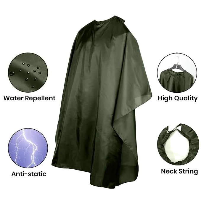 MAKSTILE Professional Hair Cutting Cape for Salons & Home Use | Waterproof & Adjustable Barber Cape | Hairdresser Cape for Styling, Cutting & Coloring | Size: 42x56 Inches | Pack of 1 (Military Green) - Image 2 thumbnail