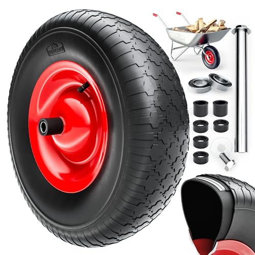 GARDEBRUK® Roue de brouette gonflable 4.80/4.00-8 Ø390mm jante acier 200kg axe roue de secours...