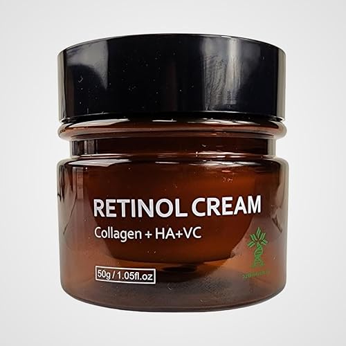Crema de retinol para rostro y cuello, cuello y cuello, líneas finas y arrugas con colágeno y ácido hialurónico y vitamina C, hidratante facial para