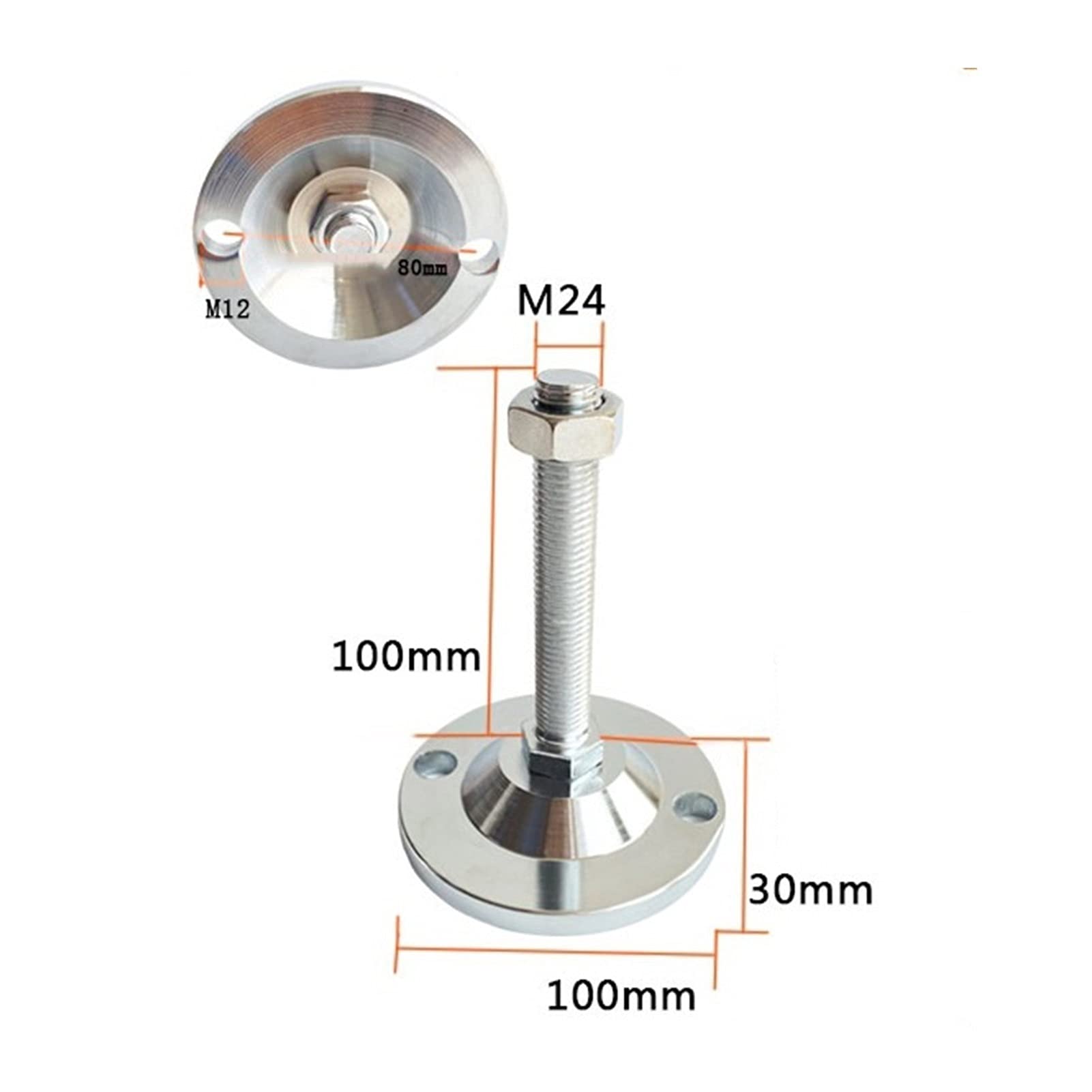 4 piedini regolabili per livellamento macchinari | Piedini di livellamento resistenti, base da 9,9 cm, struttura in acciaio al carbonio, capacità di carico da 3 a 3,5