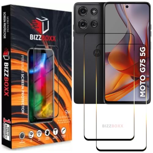 Image of Compatible With Motorola Moto G75 5G Tempered Glass Screen Protector Guard With Precise Edges - High Definition, Easy Install, Anti-Fingerprint Screen Guard (Moto G75, G 75) - Pack of 2