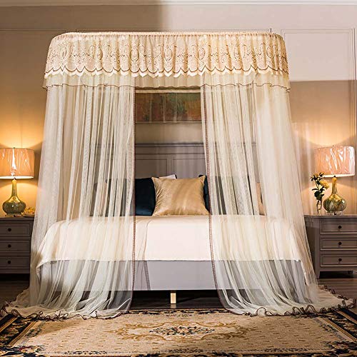 XZHU Funda de Cama, mosquitera, Cortina de Viento Princesa montada en el Piso, mosquitera de cifrado de Tres Puertas, Adecuada para Cuna, Cama para niños, Cama para niñas,C,1.5