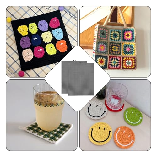 Image of 2 PCS 7 Count Plastic Mesh Canvas, 10.5 X 13.5 Inch Embroidery Knit Crochet Eye Mesh, for Embroidery, Acrylic Yarn Crafting, and Make Dividers (Black)