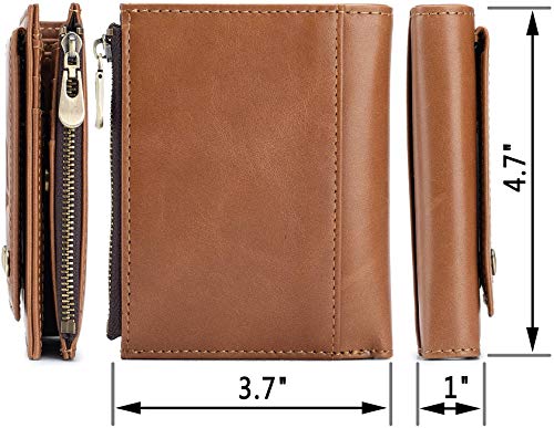 RFID Blocking Bifold Mens Leather Wallet,Minimalist Vintage Credit Card Holder with ID Window (Brown) - Image 3