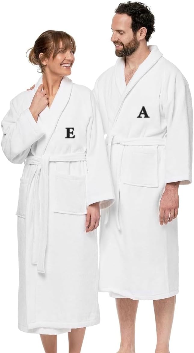BEN KAUFMAN SALES CO Custom Bathrobes | 2pc Cotton Velour Personalized His and Hers Robes For Couples Monogrammed Bathrobe…