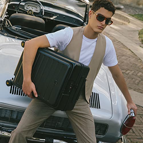 Level8 Road Runner Carry On Luggage, 20-Inch Lightweight Pc Hardside Suitcase, Spinner Luggage With Front Pocket, Double Tsa Locks - Black #TOP7