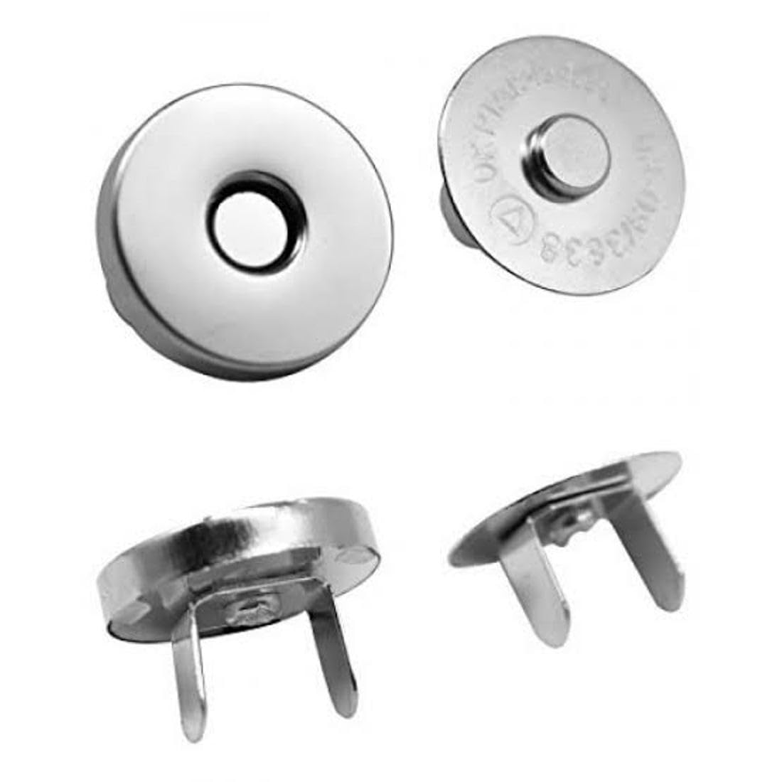 Euro Enterprise Silver Premium Strong Grip Round Magnetic Button Clasp Snaps - Purses, Bags, Clothes and DIY Works Size- 18 x18 mm Approx (Pack of 5)