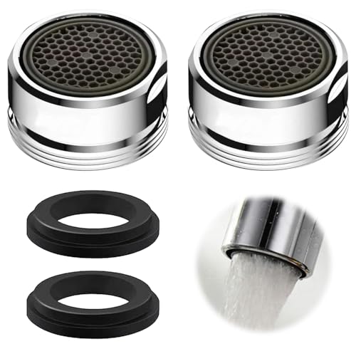 Tap Aerator 2 Pack Brass Tap Spout Aerator with Gasket Quick Fit Tap Filter Nozzle with Gasket Faucet Filter Replacement Insert for Kitchen & Bathroom Mixer Tap for UK Taps (24MM)