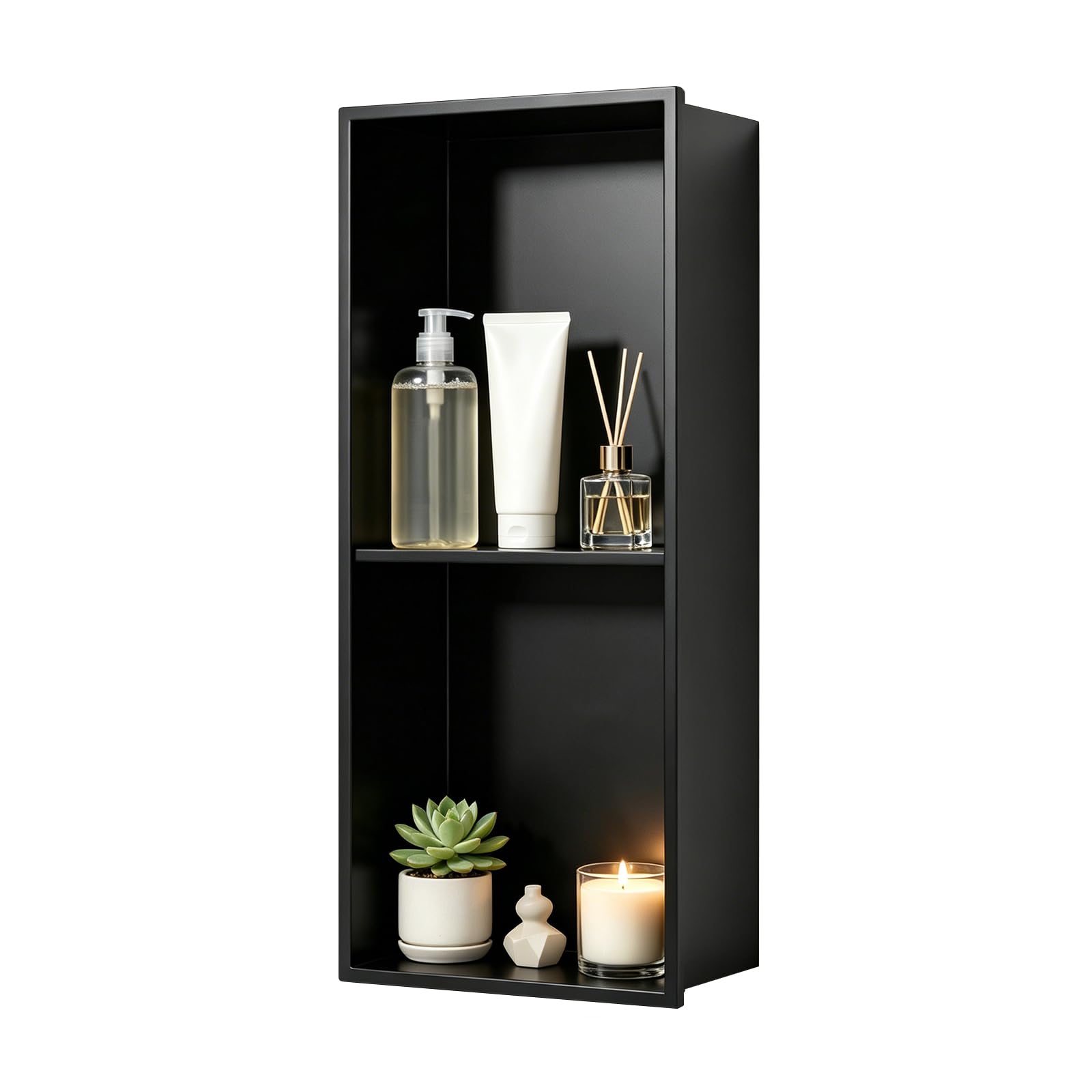 Clickovia Shower Niche Wall Insert 700 * 280 * 125mm, 2 Tiers Stainless Steel Bathroom Storage Niche Recessed Shallow, Shelf Shower Storage For Bathroom, No Tile Required