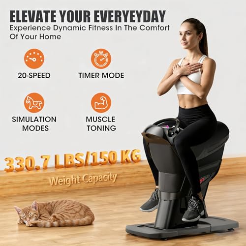 Máquina eléctrica de equitación simulada 3D para interior, máquina de ejercicios abdominales y de fitness con vibración de 20 velocidades y pantalla LCD táctil, para gimnasio y entrenamiento en interiores miniatura 2