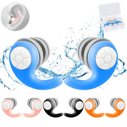 PEWMAKO 4 Pares de Tapones de Oidos para Natación | Tapones de Silicona Suave Reutilizables para Piscina