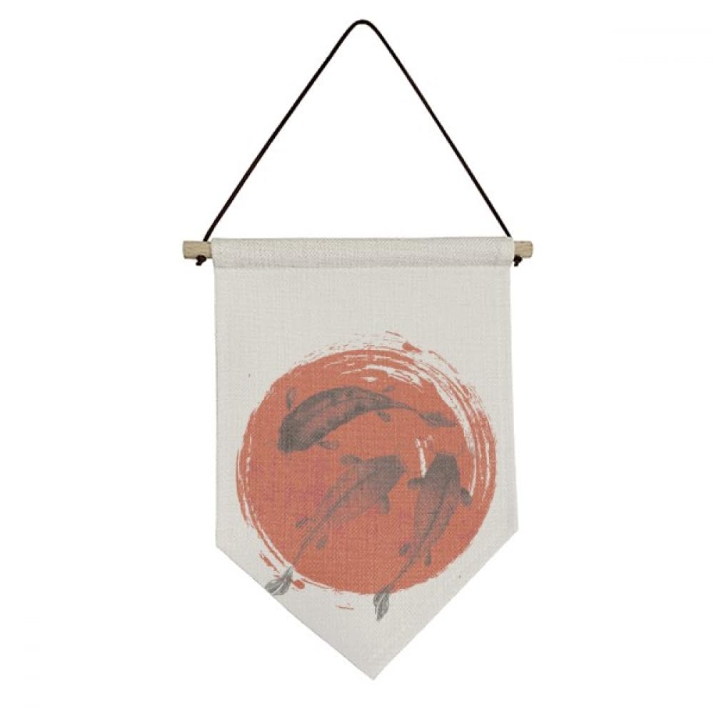 Drapeau japonais carpe rouge en toile decoration murale facile