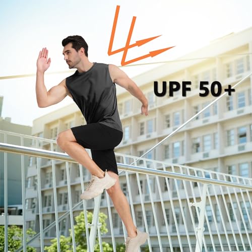Men's Sleeveless UPF 50+ Swim Shirts Quick Dry Workout Tank Top UV Protection Running Gym Muscle T Shirts2
