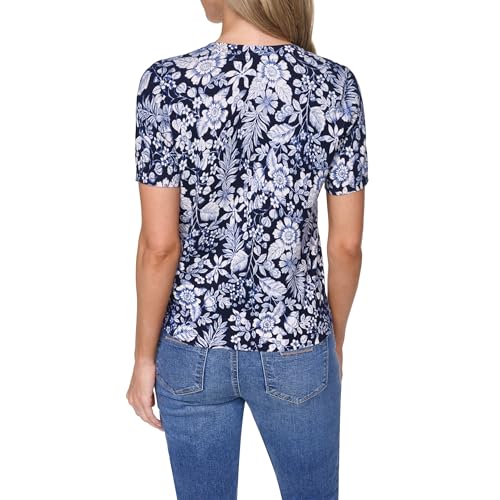 Image of Nautica Women's Crew Neck Solid Short Sleeve Sweater