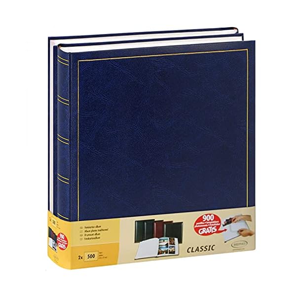 Brepols 2 Stück Foto-Alben, traditionell, Jumbo 100 Seiten für 500 Fotos 10 x 15 – Blau