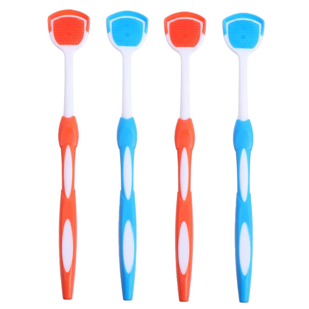 3 Set Spazzolino Lingua Riutilizzabile Per Orale Raschietto Per Lingua Rimuove Residui E Sporco Con Antiscivolo Colori Blu E 4 Pezzi * 3