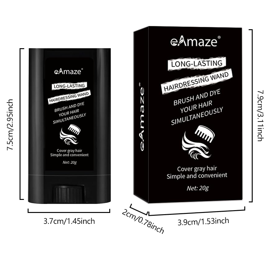 eAmaze 2-in-1 Hairdressing Wand, Hair Touch Up Comb & Powder Stick with Built-in Comb – Waterproof, Long-Lasting Root Cover Up, Covers Grey Roots & Bald Spots Instantly, Matte Finish, Fuller Denser Look, 20g (Dark Brown) - Image 4 thumbnail