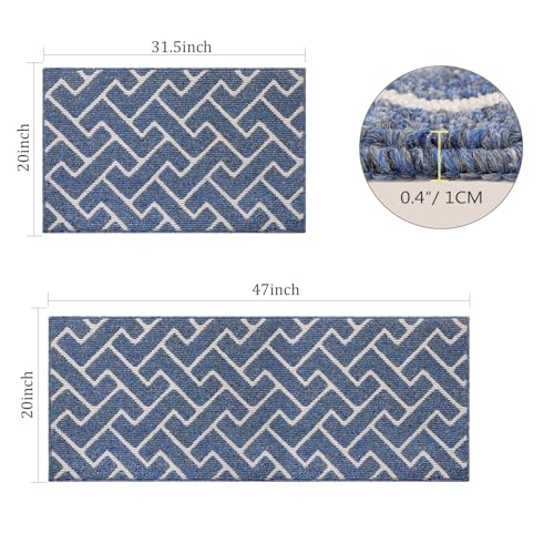 image for hicorfe Kitchen Rugs and Mats Sets,Non-Slip 2 Pieces Absorbent 100% Po
