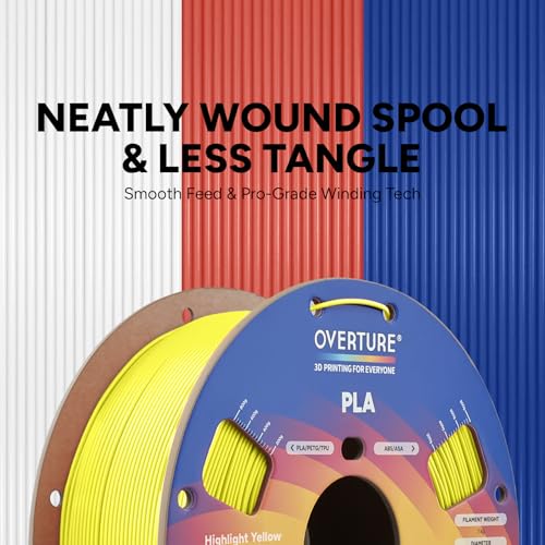 Image of OVERTURE High Speed PLA Filament 1.75mm, Neatly Wound 3D Printer Filament 1kg Spool (2.2lbs) Rapid PLA, Dimensional Accuracy + /- 0.02 mm, Fit Most FDM 3D Printers (Highlight Yellow)