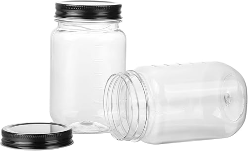 Miniatura 4 de Party Club of America Paquete de 20 tarros de plástico negro de 16 onzas con tapas de rosca, contenedor de almacenamiento de alimentos para