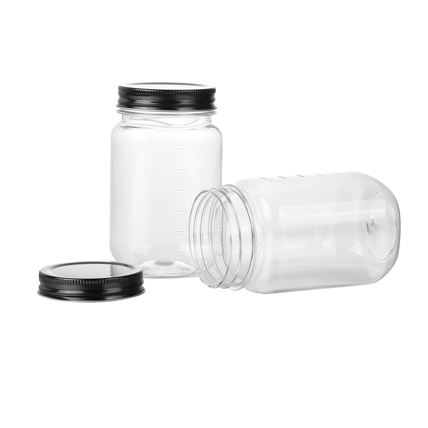 Barattoli di plastica da 473 ml con coperchi a vite (confezione da 20), colore nero