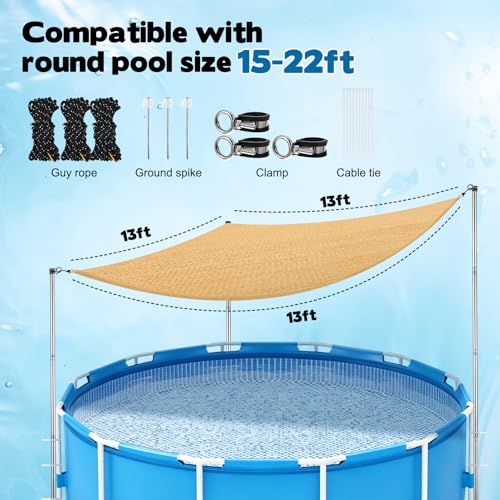 FMOACEN Set Sombrilla Triangular para Piscina de 13x13x13 FT miniatura 2