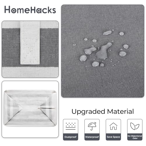 HomeHacks 2 Pack Large Laundry Baskets, Waterproof, Freestanding Laundry Hampers, Collapsible Clothes Hamper with Reinforced Handles in Laundry, College Dorm, Bathroom, Bedroom (Grey+Pink, 88Lx2)