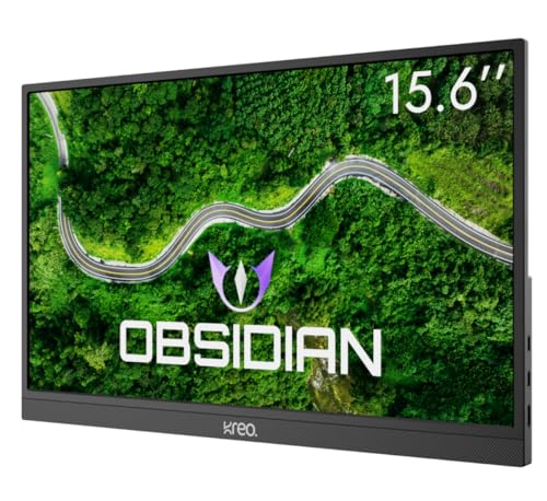 Image of Kreo Obsidian 15I60F FHD Portable Monitor | 15.6 Ich IPS Panel | 300 nits | 1000:1 Contrast | Dual USB-C + HDMI | Built-in Speakers | for Laptops, Tablets, Smartphones & Consoles