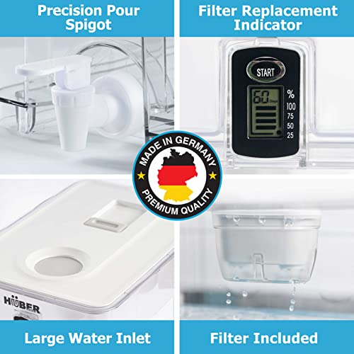 Huber Extra Large 40 Cup Water Filter Pitcher Dispenser For Fridge And Countertop, 2.5 Gallons With Filter, Water Purifier, Filtered Water Dispenser #TOP5