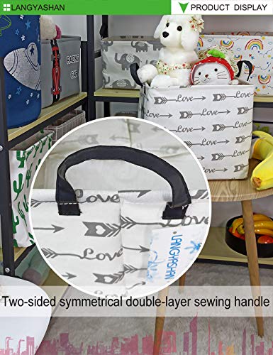 Langyashan Square Storage Baskets Waterproof Canvas Children Laundry Nursery Hamper For Shelves Gift Baskets Toy Organizer Room Decor (Square White Love Arrow) #TOP4