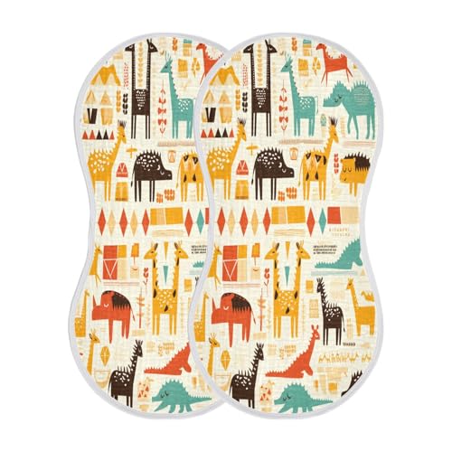 Kigai Safari Animals Baby Burp Cloths Extra Soft and Absorbent Burping Rags Cotton Burping Clothes Baby Washcloths for Newborn Boys Girls - 1 Pack