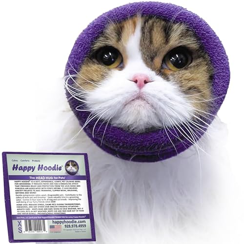 Happy Hoodie The Original Dog & Cat Calming Band - American Brand - Anxiety Relief/Noise Protection-Grooming-Thunder-Fireworks (XS Purple) - Since 2008