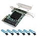 Produktbild QNINE PCIe SATA Karte 6 Port mit 6 SATA Kabeln, PCI Express zu SATA Controller Erweiterungskarte mit Low Profile Bracket, 6 GBS SATA 3.0 PCIe Karte ohne Raid Unterstützung, HDD oder SSD