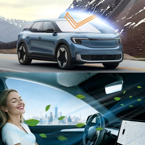 Image of Windshield Sun Shade for 2020-2026 Ford Explorer SUV | Foldable, Full covered for windshield, Block UV Rays, Heat Reduction, Easy to install, Keeps Car Cooler