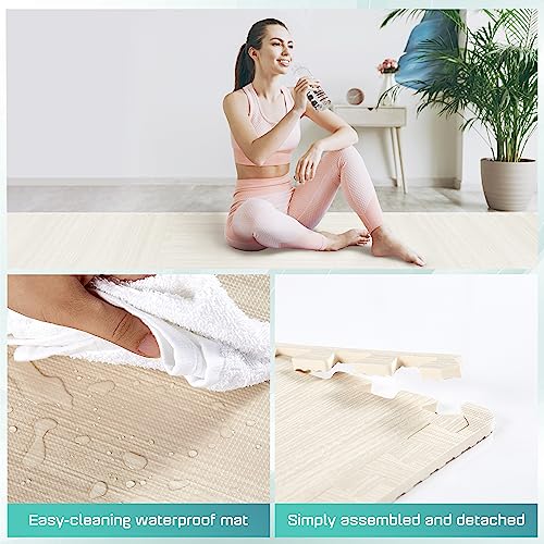 Yes4All P9PL 12Sq.Ft Wood Grain Puzzle Exercise Mat Protective Flooring, Eva Interlocking Foam Floor Tiles thumb #2