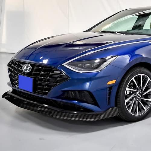 3 Pieces Front Bumper Lip Spoiler Splitter Side Body Kit Trim Protection Compatible with 2020-2023 Hyundai Sonata 2021 (Painted Carbon Style)