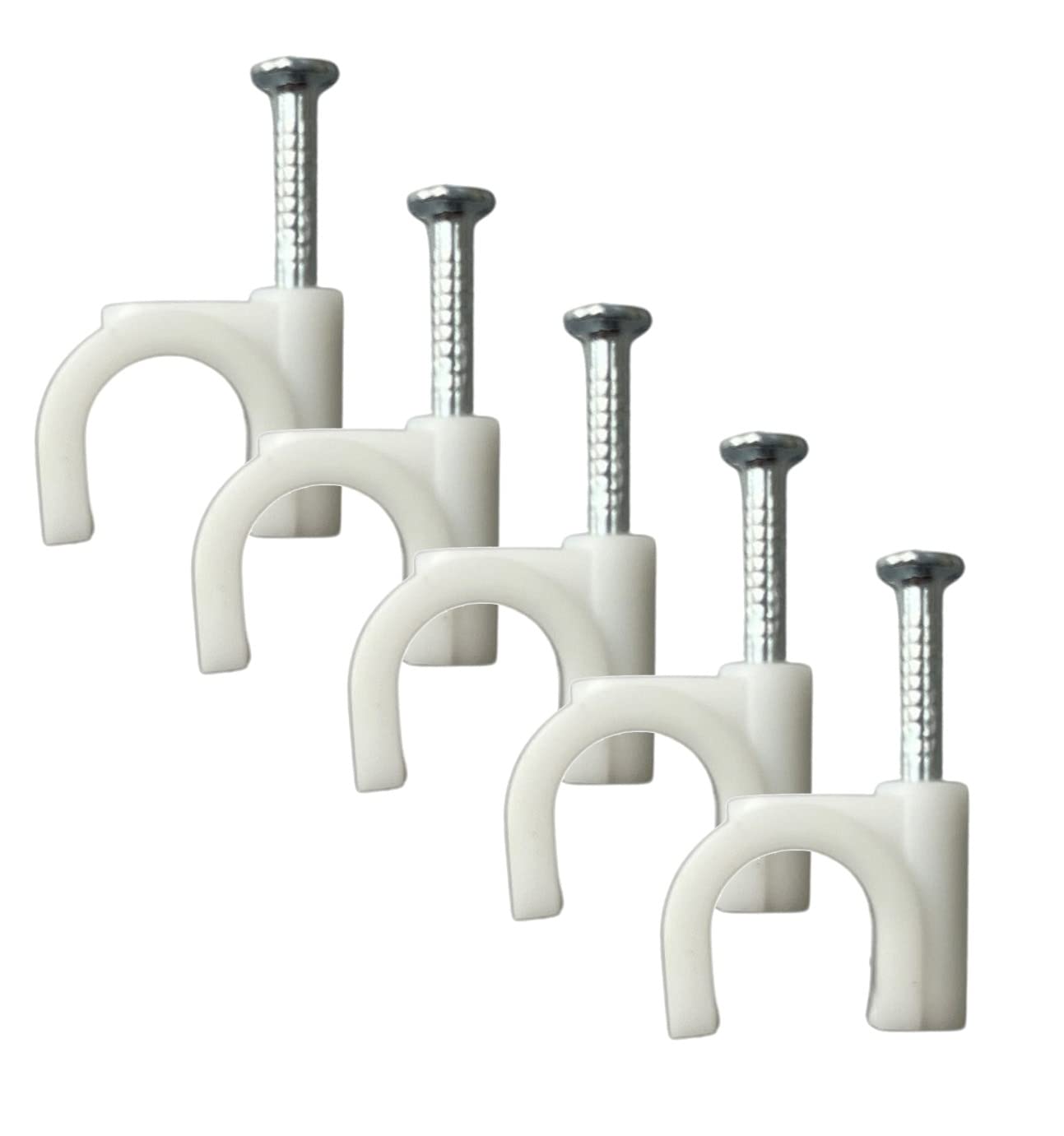 Tr Cable White Round Cable Clips 10Mm With Fixing Nails - Packs Of 100