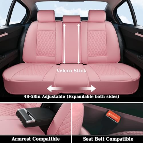 Image of Coverado Car Seat Covers Full Set, Automotive Front and Rear Seat Covers with Backrest, Nappa Leather Car Seat Protectors Waterproof, Universal for Most Vehicles