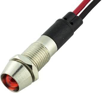 Alpinetech 8mm LED Pilot Light - 120V AC/DC Red Signal Indicator, Black Bezel, For Dash & Panel - View #8