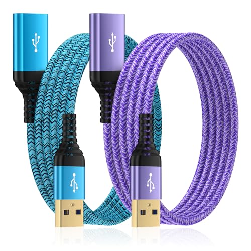 USB Extension Cable 6FT, 2Pack USB Extender USB3.0 Extension Cord Type A Male to Female Extender Cable 5Gbps High Speed Data Transfer for Gamepad,Keyboard,Webcam,Mouse,Camera,Flash Drive,Hard Drive
