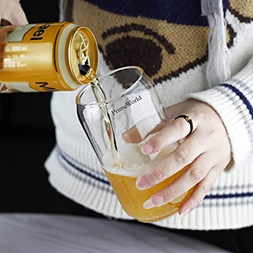 Image of PrimeWorld European 540 ml Crystal Clear Can Beer Glasses with Straw Set of 6 Pcs Pint Glass. Craft Glass, Pilsner Glasses,Cup. Cocktail Glass Gifts for Men