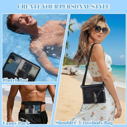 6 Pcs Waterproof Pouch Dry Bag Fanny Pack for Beach Swimming, Black miniatura 6
