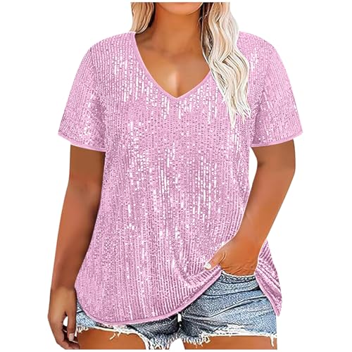 Haut à Paillettes Femme Grande Taille Chemisier à Paillettes Soirée Disco Brillante Chemises Manche Longue Blouse Chic Élégant T Shirt Glitter Soirée...
