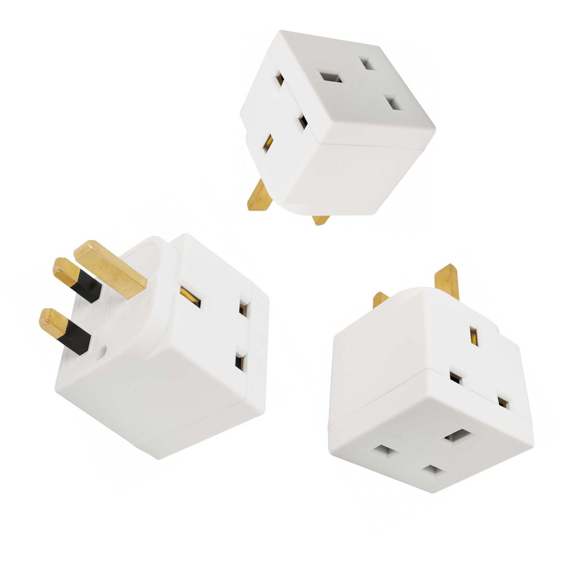 2 Way 3 Pin Power Plug Adaptor Splitter 13A Multi Wall Plug Cube 3 pins Socket Splitter Extension Plug adaptor UK Socket Splitter Block for Kitchen, Home, Office etc (pack of 1) — view 2