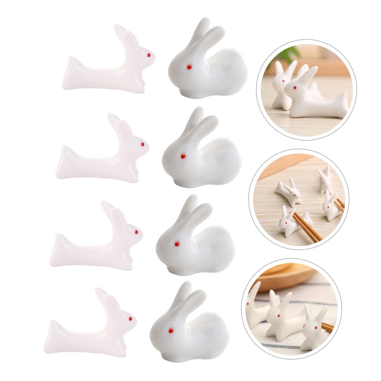 24piezas Soporte De Cerámica para Palillos De Conejo Decorativas para Pascua para Cubiertos como Cucharas y Tenedores Fácil De Limpiar y Usar