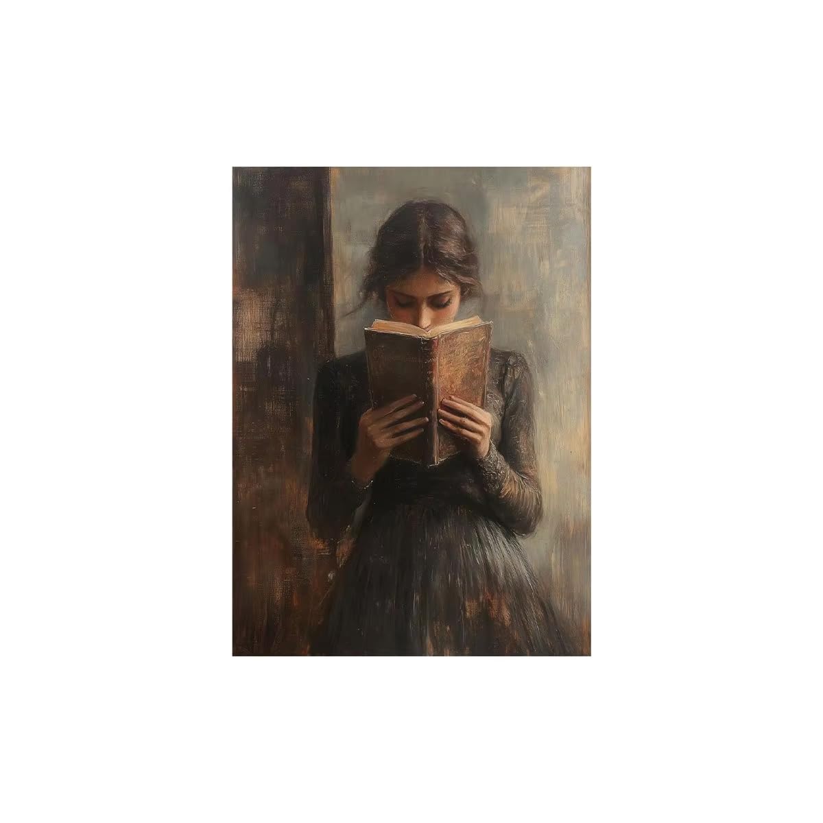 AEFOUU Vintage Woman Portrait Reading Canvas Print Picture Retro Aesthetic for Bedroom Wall Art Home Decor Art Poster(30x42cm/12x17in/Frameless)