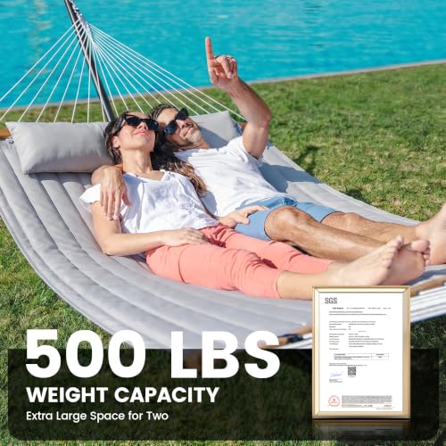 Image of ANAGOO Double Hammock with Stand 500lbs Heavy Duty Outdoor Two Person Gray