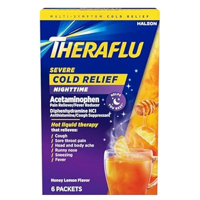 TheraFlu Nighttime Severe Cold Relief Honey Lemon Flavor Powder - 6 Ct