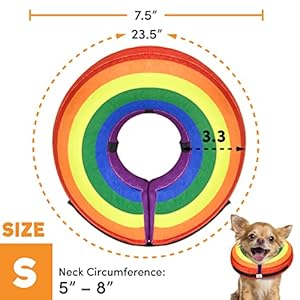 BENCMATE Protective Inflatable Collar for Dogs and Cats – Soft Pet Recovery Collar Does Not Block Vision E-Collar (Small, Rainbow)