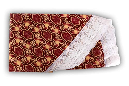 Image of The Furnishing Tree Round Shaped 4 Seater Table Cover WxL 60x60 inches with White Border lace